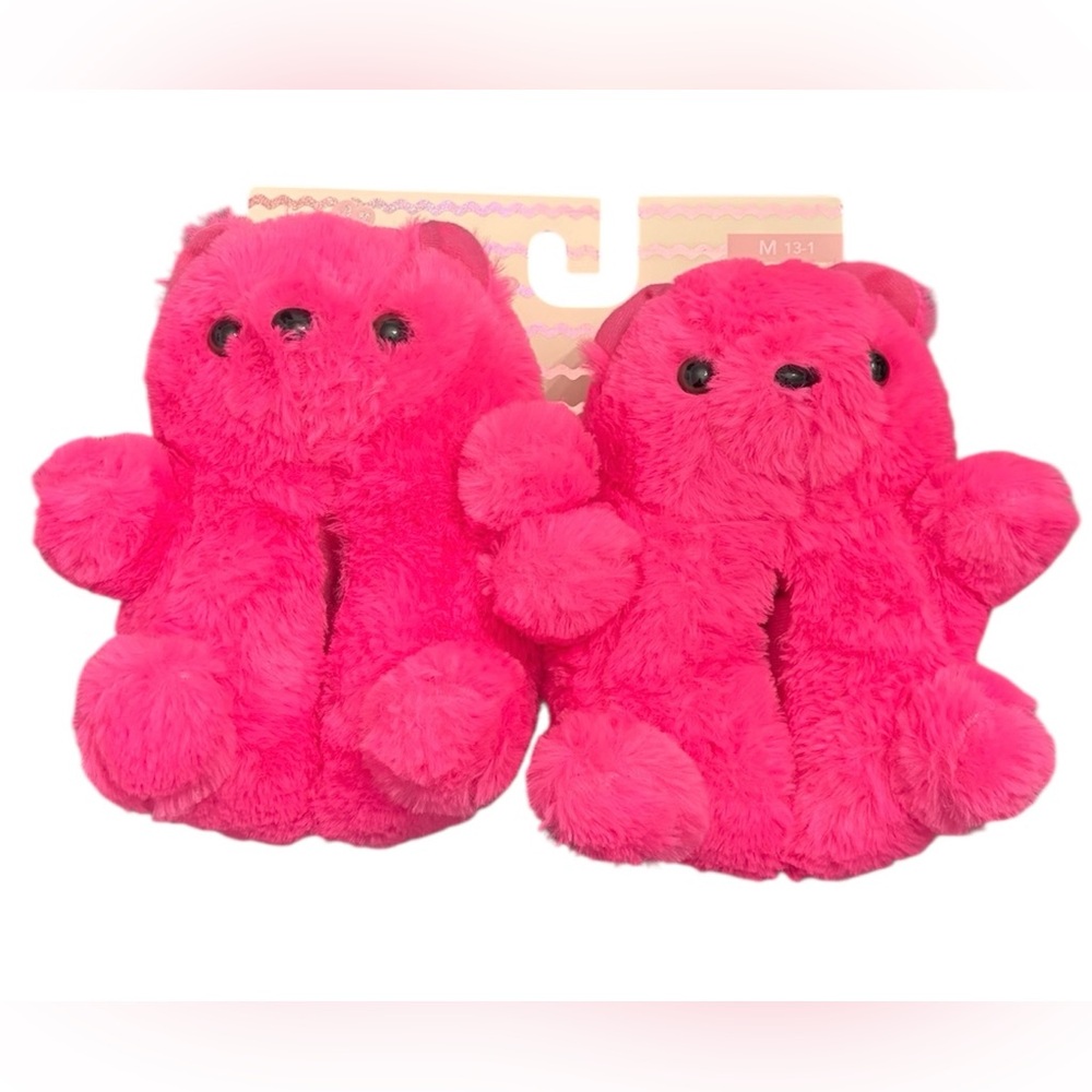 Willow & Ruby Girls Teddy Bear Slippers Size M 13-1 Pink